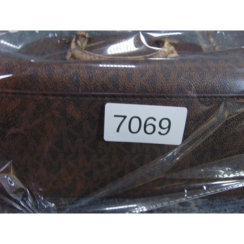 Michael‎ Kors Sheila Satchel Brown Monogram Snakeskin Trim 30F0GHUS3B Large